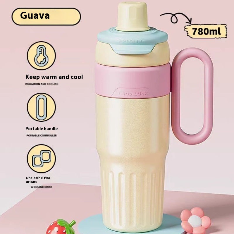 780ml Gradient Double Drink Thermal Cup Stainless Steel With Lid Coffee Cup Thermos Large Capacity Straw Cup For Male And Female - LaTezza Online Shop