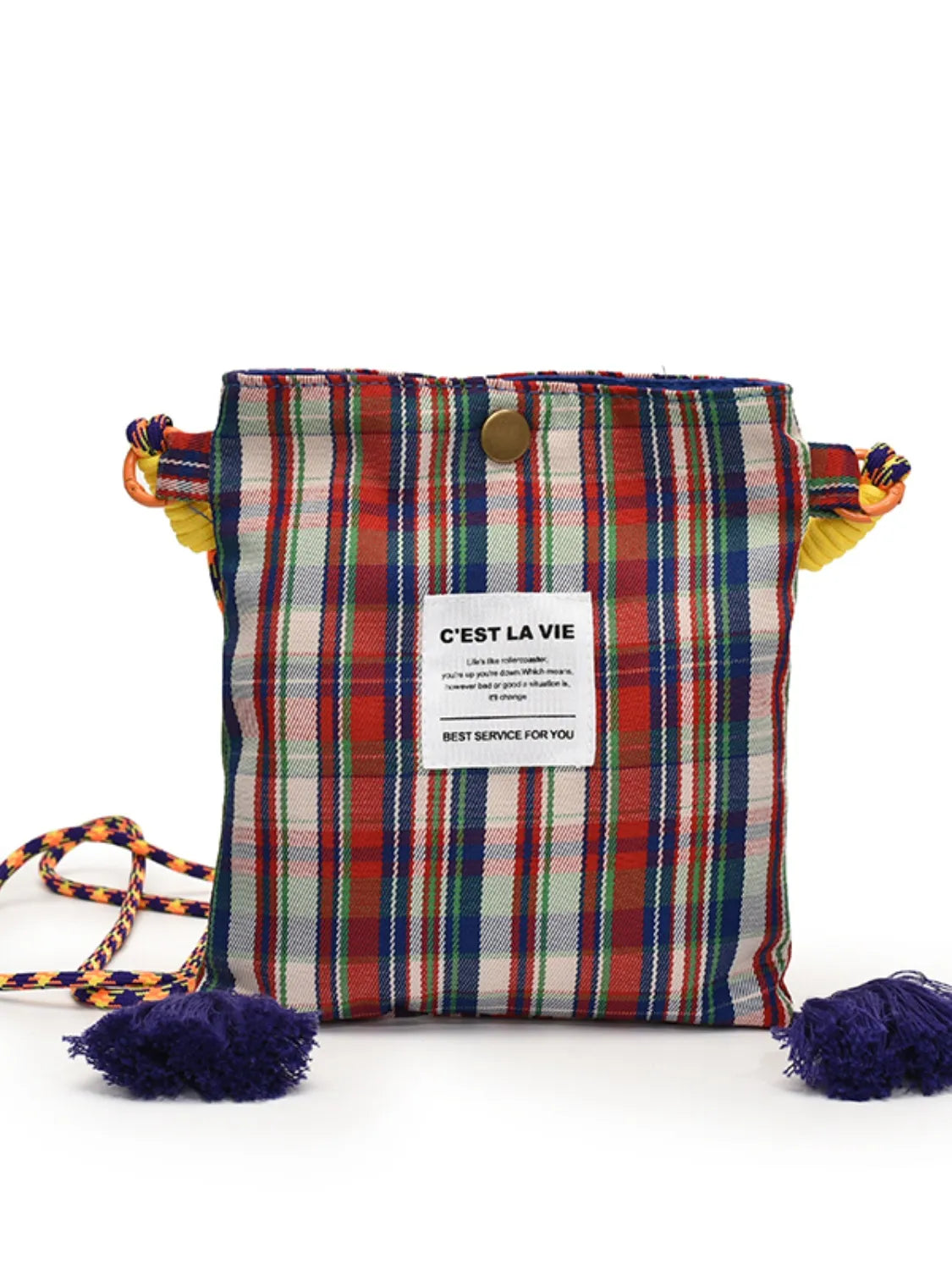 C'EST LA VIE Plaid Crossbody Bag with Tassel Detail - LaTezza Online Shop