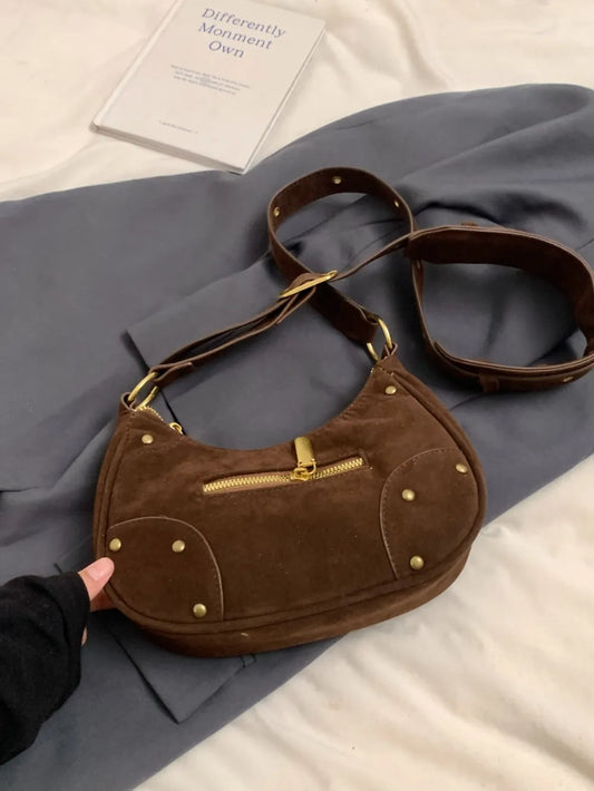 Small Suede Adjustable Strap Shoulder Bag - LaTezza Online Shop