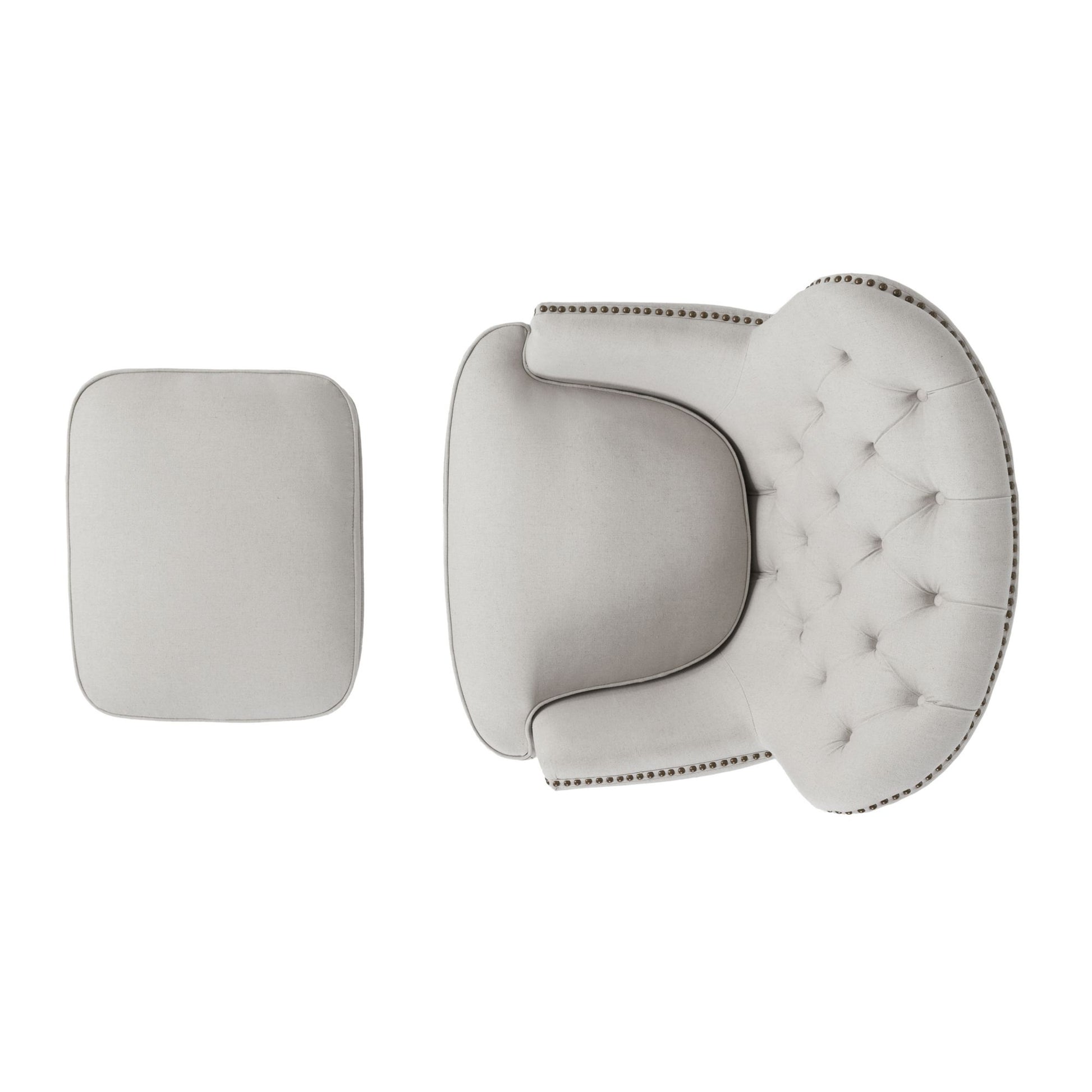 Arm Chair with Ottoman Modern light grey tufted fabric club chair and Ottoman set, stylish cushioned armchair - LaTezza Online Shop