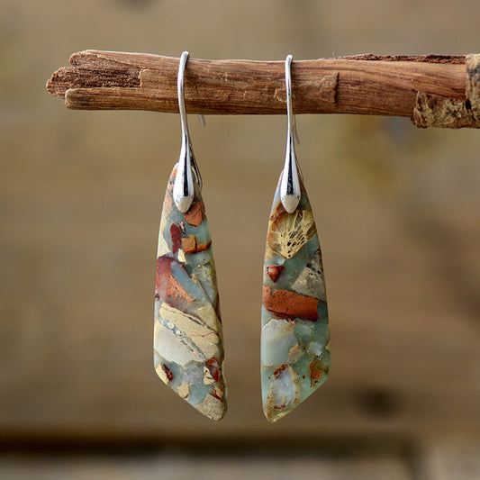 Bohemian Emperor Stone Geometric Pendant Earrings, European and American Popular Natural Stone Jewelry - LaTezza Online Shop