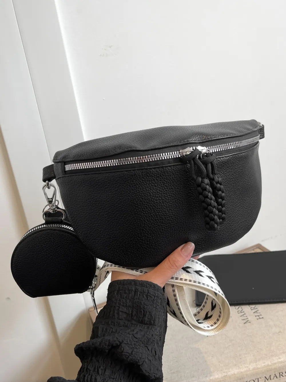 PU Leather Adjustable Strap Crossbody Bag with Coin Purse - LaTezza Online Shop