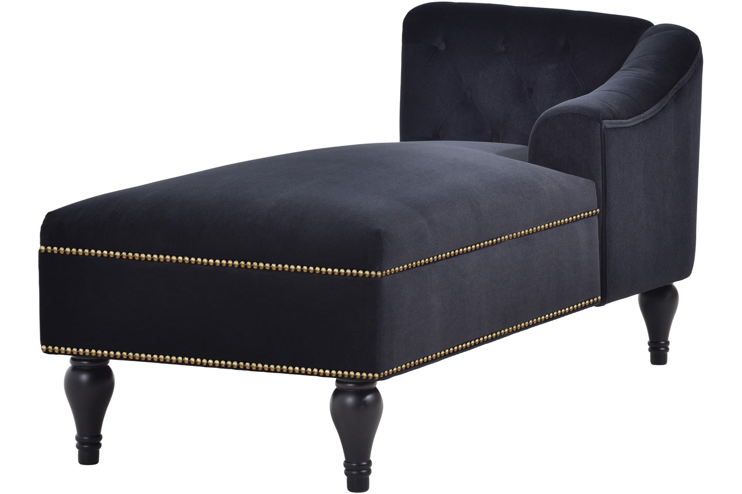 58 inch velvet lounge chair, button cluster right arm lounge chair with nail head decoration and solid wood legs - LaTezza Online Shop