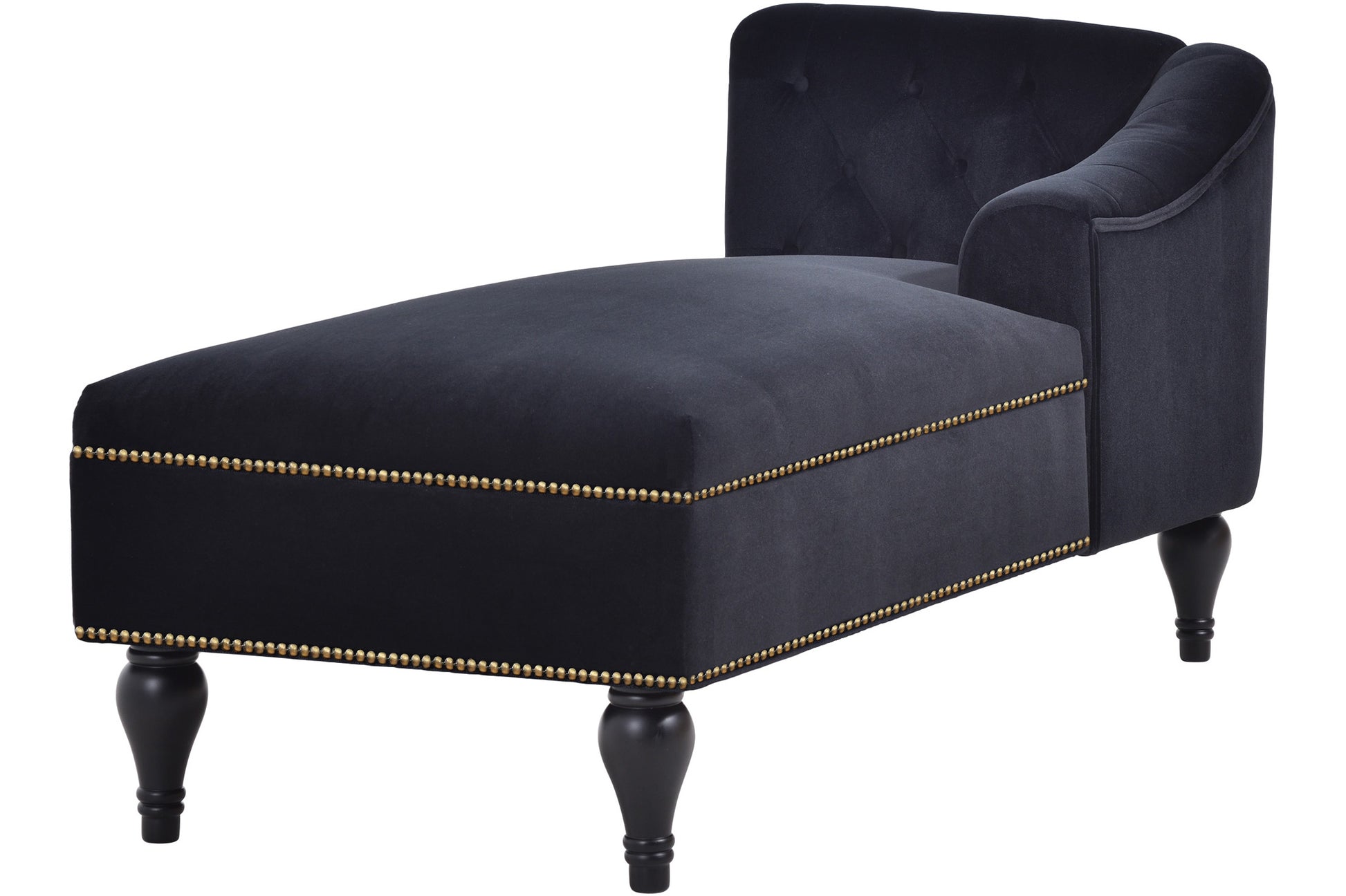 58 inch velvet lounge chair, button cluster right arm lounge chair with nail head decoration and solid wood legs - LaTezza Online Shop