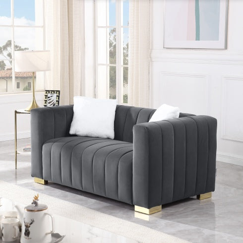 A Modern Channel Sofa Take On A Traditional Chesterfield,Grey Color,loveseater - LaTezza Online Shop