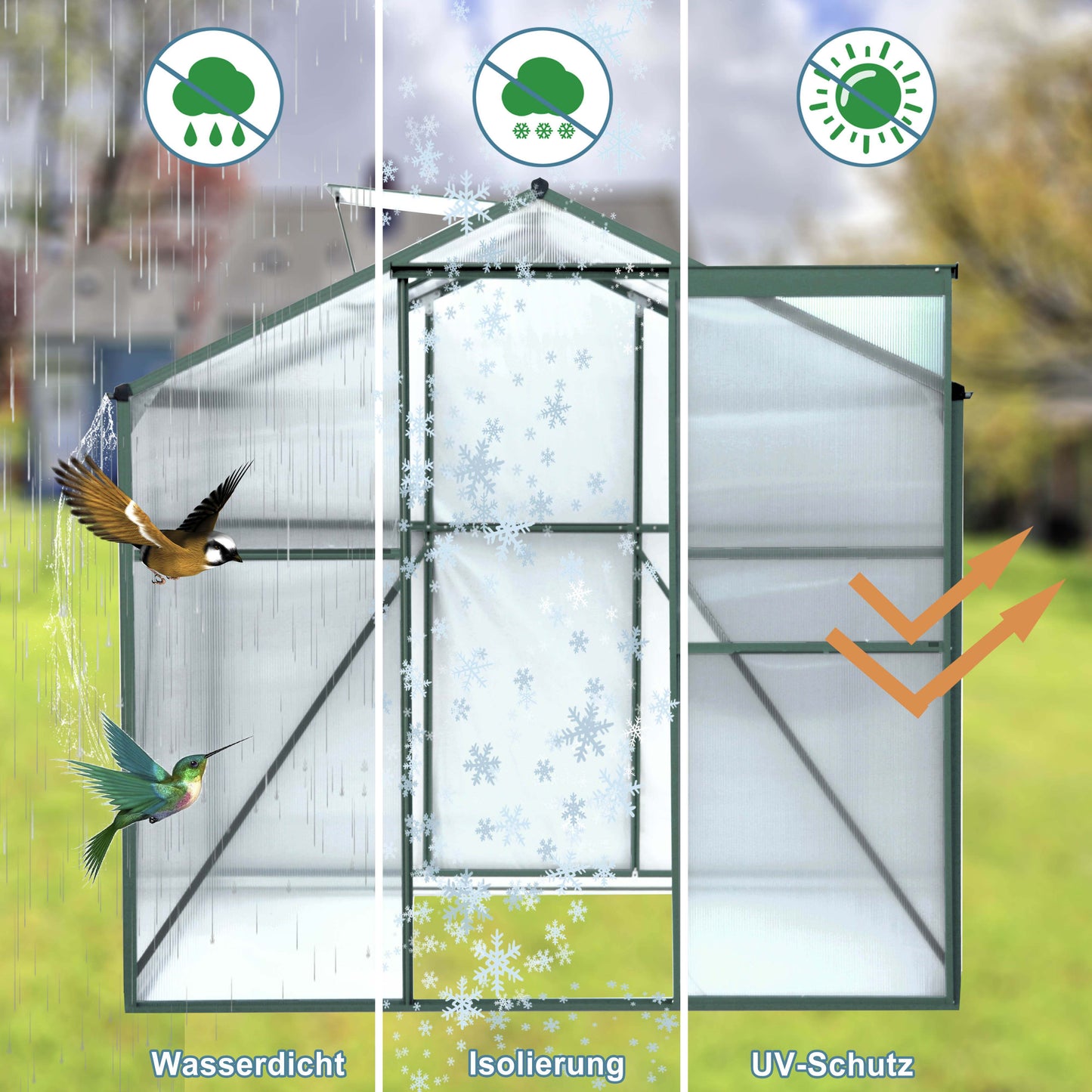 Polycarbonate Greenhouse,6X8 Ft Heavy Duty Walk-in Plant Garden Greenhouse - LaTezza Online Shop