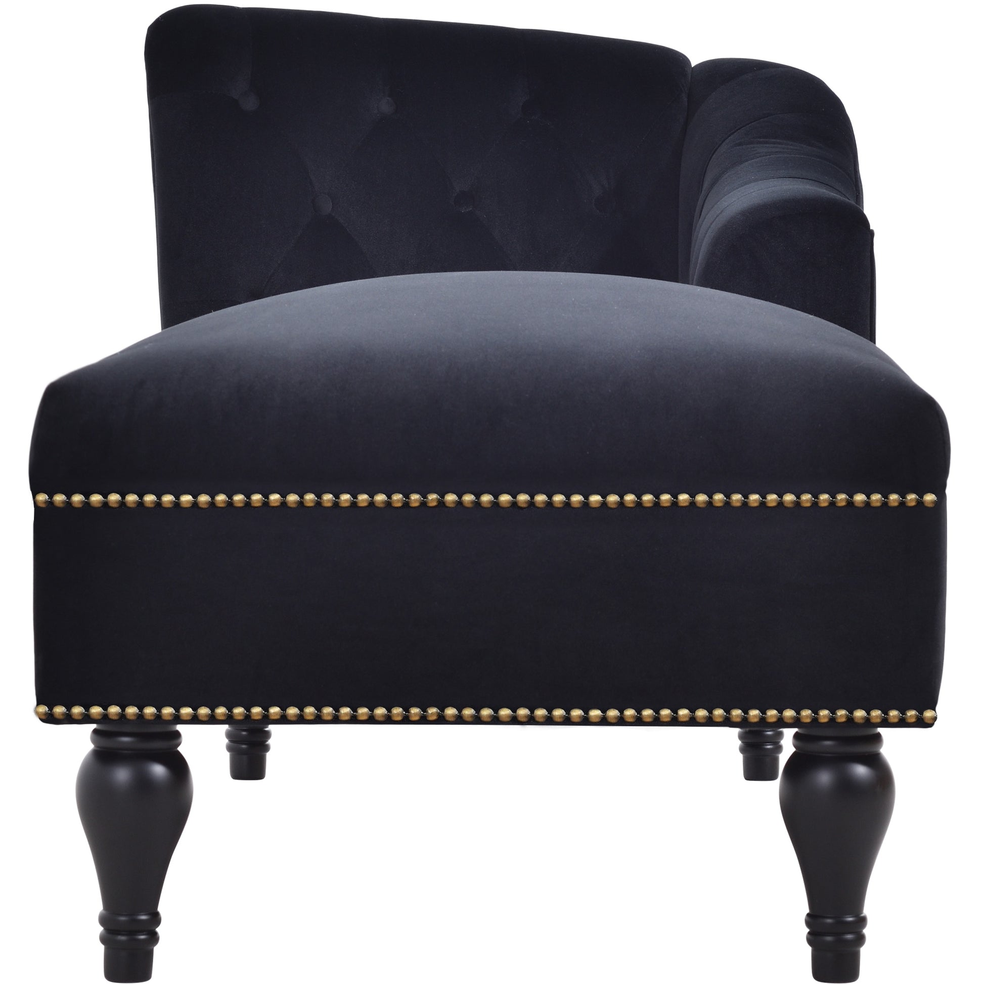 58 inch velvet lounge chair, button cluster right arm lounge chair with nail head decoration and solid wood legs - LaTezza Online Shop