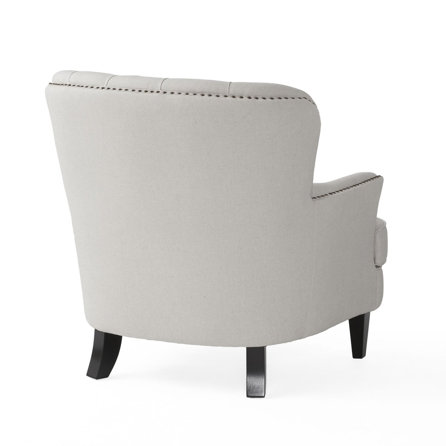 Arm Chair with Ottoman Modern light grey tufted fabric club chair and Ottoman set, stylish cushioned armchair - LaTezza Online Shop