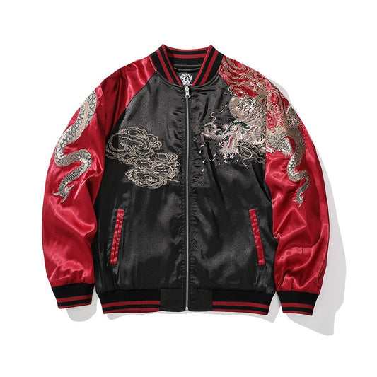 Heavy industry embroidery men's cotton coat four mythical beasts and dragon embroidered cotton coat personality - LaTezza Online Shop