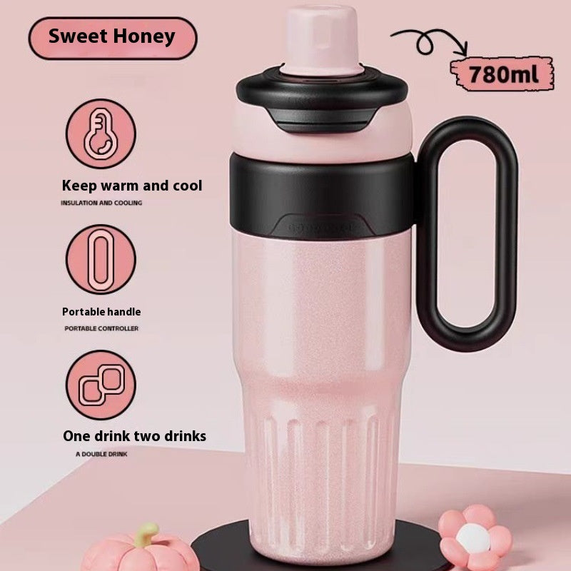 780ml Gradient Double Drink Thermal Cup Stainless Steel With Lid Coffee Cup Thermos Large Capacity Straw Cup For Male And Female - LaTezza Online Shop