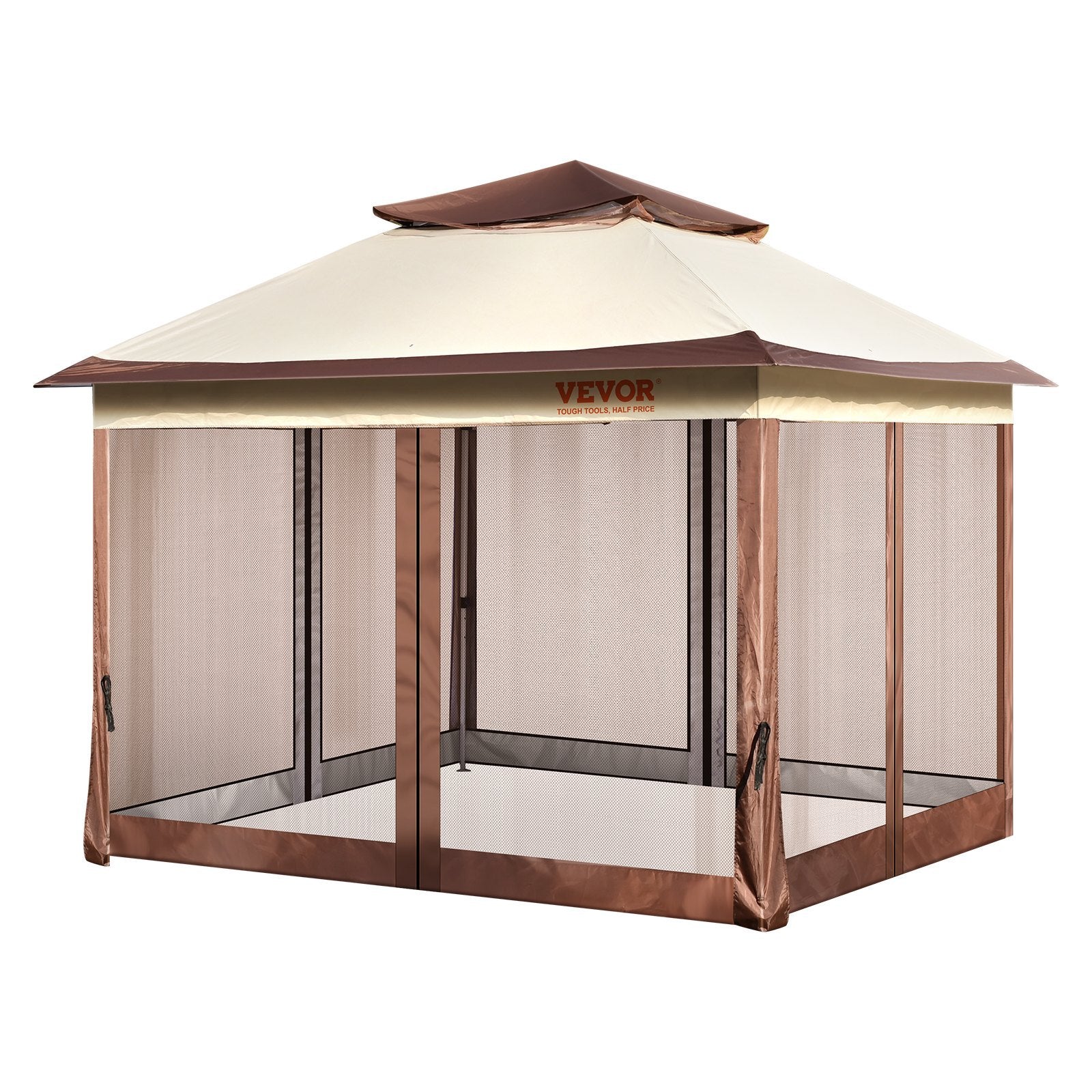 VEVOR Patio Gazebo, 11 X 11 FT Pop Up Gazebo For 8-10 Person, With Mosquito Netting, Metal Frame, And PU Coated 250D Oxford Cloth, Outdoor Canopy Shelter For Patio, Backyard, Lawn, Garden, De - LaTezza Online Shop