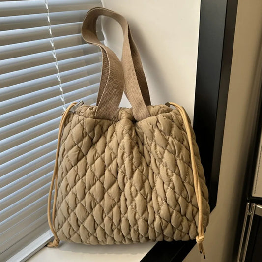 Drawstring Bubble Texture Tote Bag - LaTezza Online Shop
