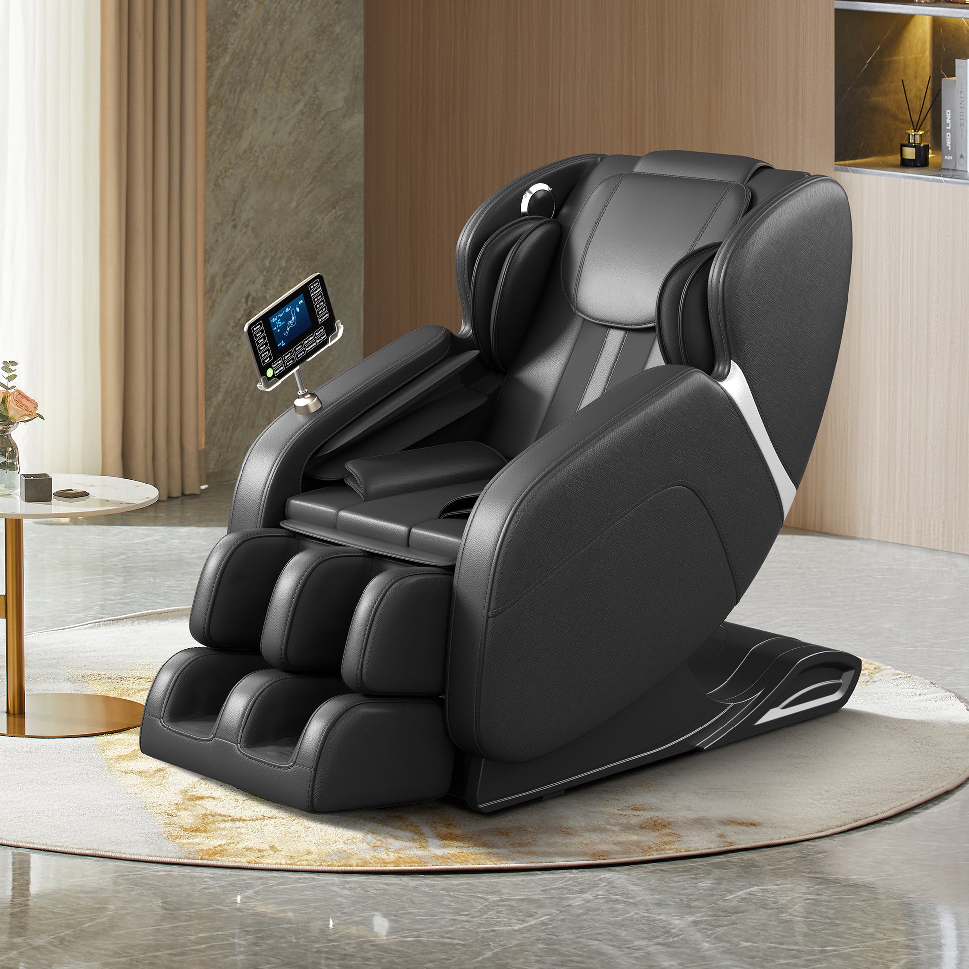 Full body deep tissue massage chair, foot massage, 8 fixed massage rollers, touch screen suitable for 5.1-5.75 feet high (black) - LaTezza Online Shop