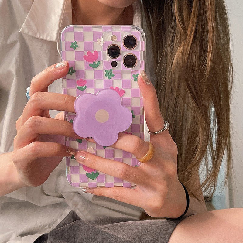 Purple Flower Phone Case All-inclusive Bracket Anti-fall - LaTezza Online Shop