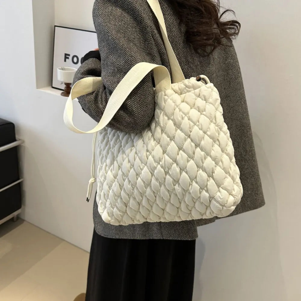 Drawstring Bubble Texture Tote Bag - LaTezza Online Shop