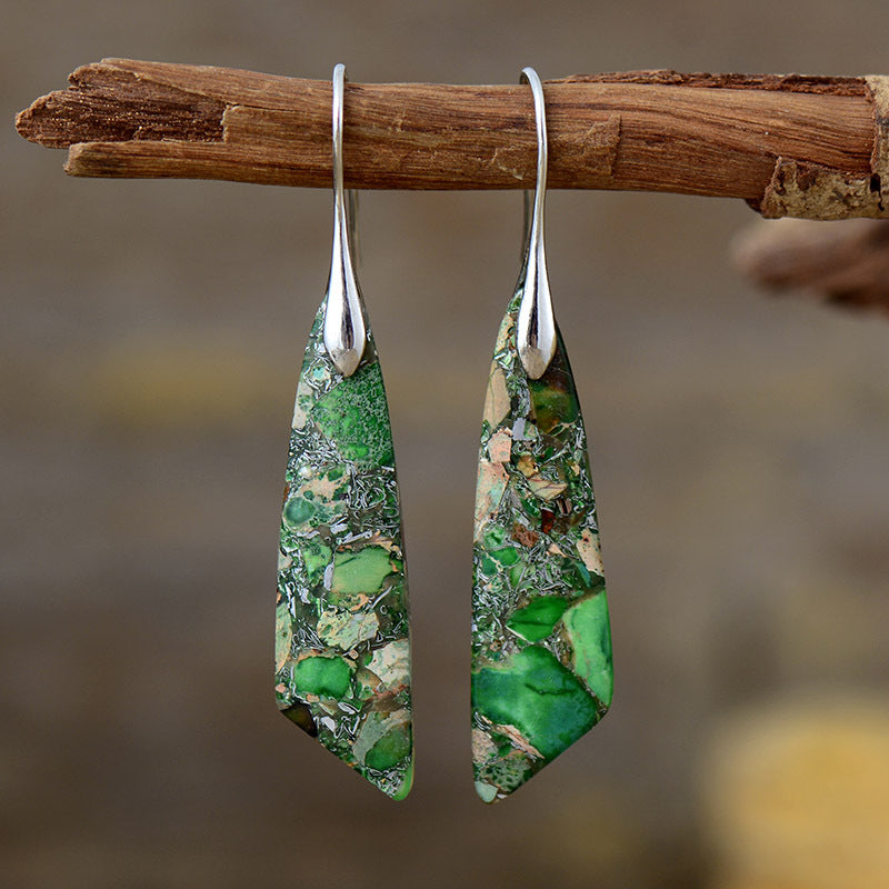 Bohemian Emperor Stone Geometric Pendant Earrings, European and American Popular Natural Stone Jewelry - LaTezza Online Shop
