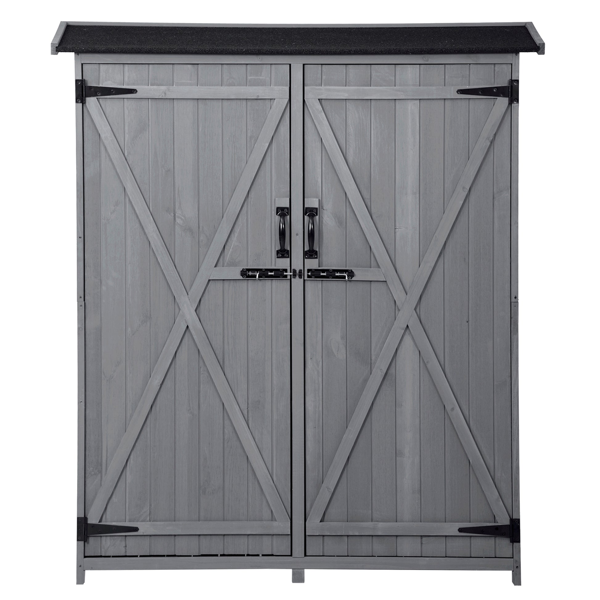 Outdoor 5.3ft Hx4.6ft L Wood Storage Shed Tool Organizer,Garden Shed, Storage Cabinet with Waterproof Asphalt Roof Gray - LaTezza Online Shop