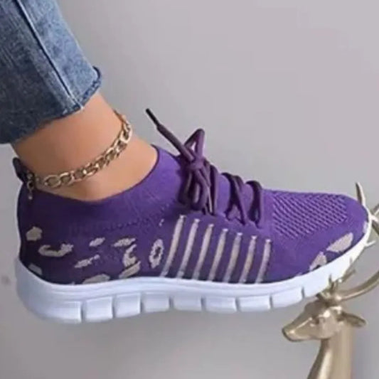 Sneakers Leopard Round Toe Lace Up Athletic Shoes - LaTezza Online Shop
