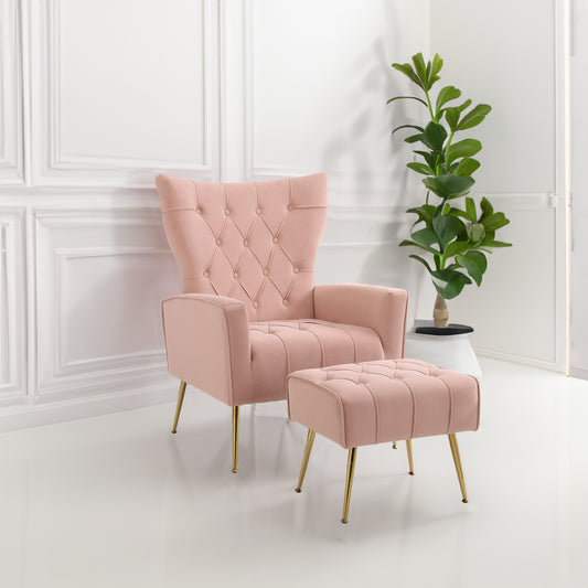 Modern Accent Chair with Ottoman, Comfy Armchair for Living Room Bedroom  Apartment  Office (Pink) - LaTezza Online Shop