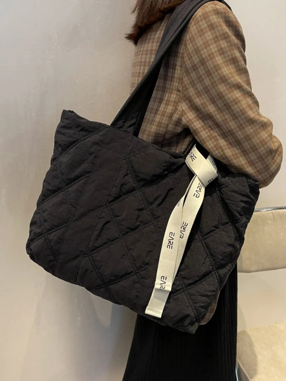 Quilted Nylon Large Tote Bag - LaTezza Online Shop