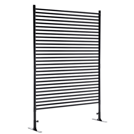 71.26''x46.65'' Outdoor Privacy Screens Freestanding Metal Fence Panels Slatted With Stand Black - LaTezza Online Shop