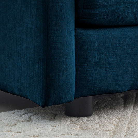 Ottoman modern style chair, living room club chair Chenille cushioned armchair, bedroom reading chair, blue - LaTezza Online Shop