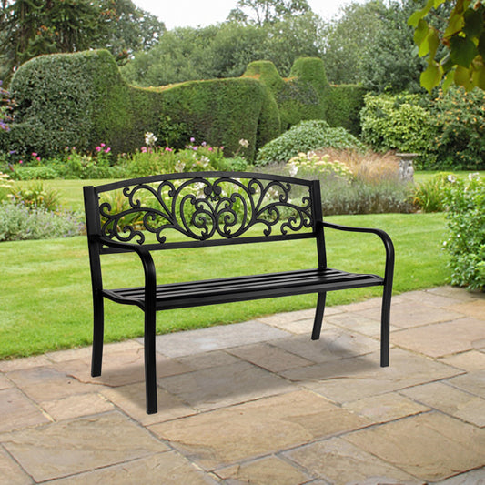 50 Inch PVC Butterfly Backrest Black Iron Bench - LaTezza Online Shop