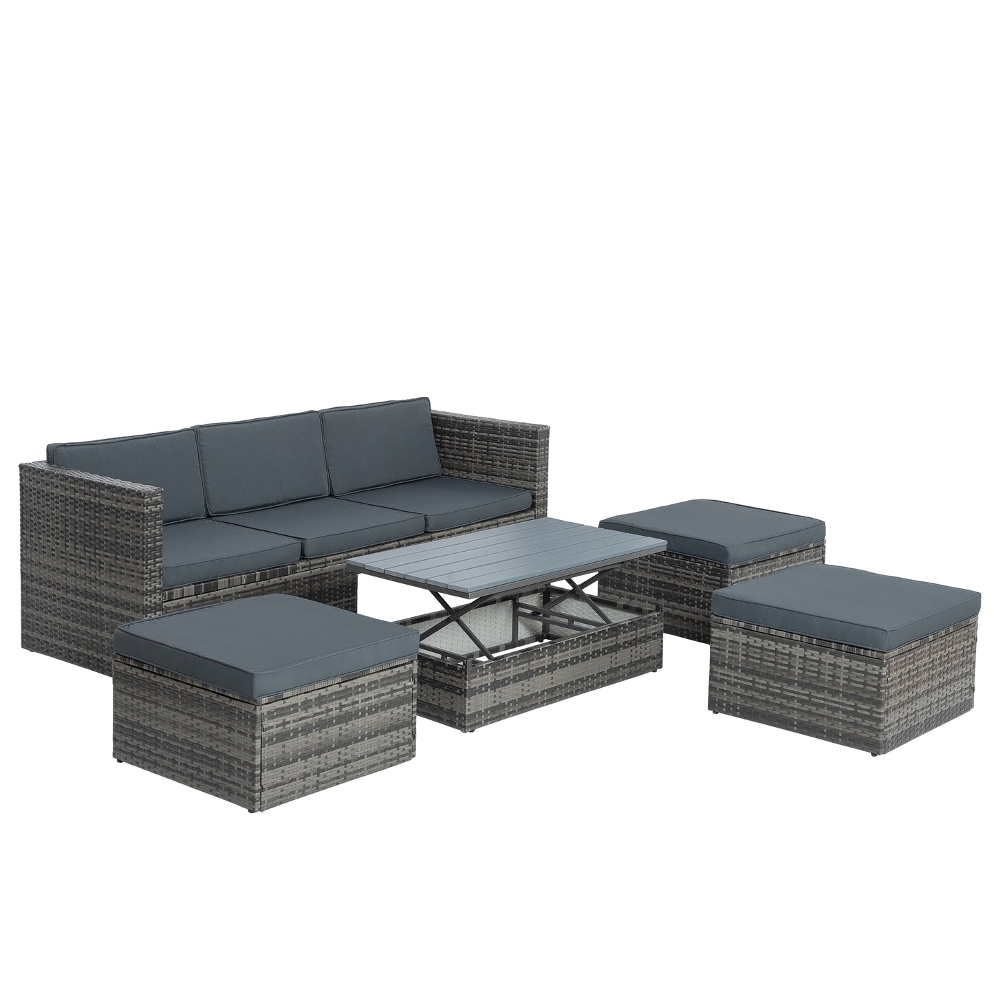 Patio Furniture, Outdoor Furniture, Seasonal PE Wicker Furniture,5 Set Wicker Furniture With Plywood Coffee Table - LaTezza Online Shop