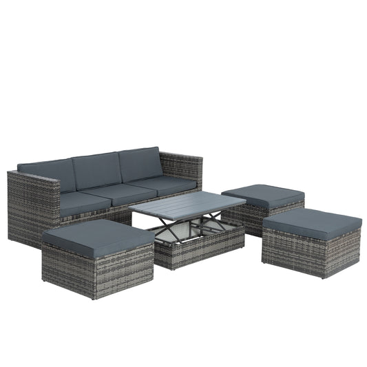 Patio Furniture, Outdoor Furniture, Seasonal PE Wicker Furniture,5 Set Wicker Furniture With Plywood Coffee Table - LaTezza Online Shop