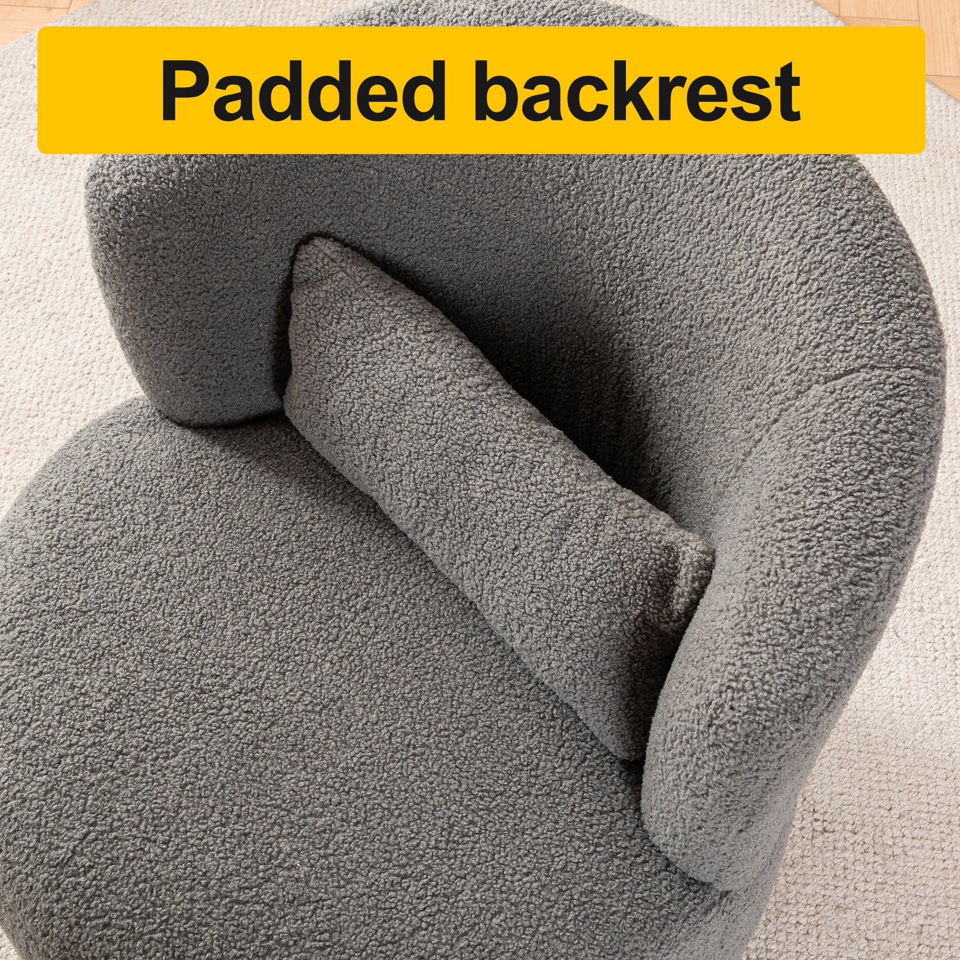 Grey Plush Swivel Accent Chair - Contemporary Round Armchair with 360° Rotation and Metal Base for Living Room Elegance - LaTezza Online Shop