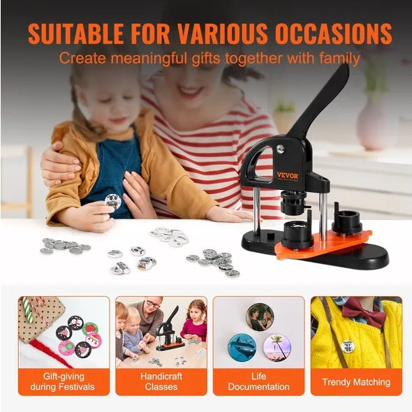Button Maker Machine, 0.98 Inch 25mm Pin Maker With 500pcs Button Parts - LaTezza Online Shop