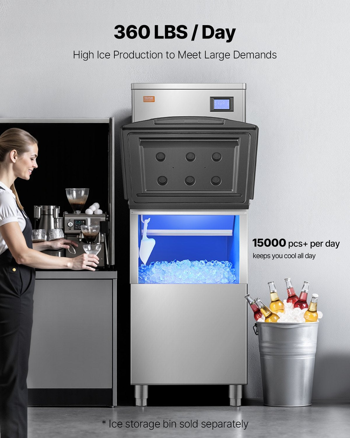 Commercial Ice Maker Machine 360 Lbs Day Self-Cleaning Ice Machine - Head Only - LaTezza Online Shop