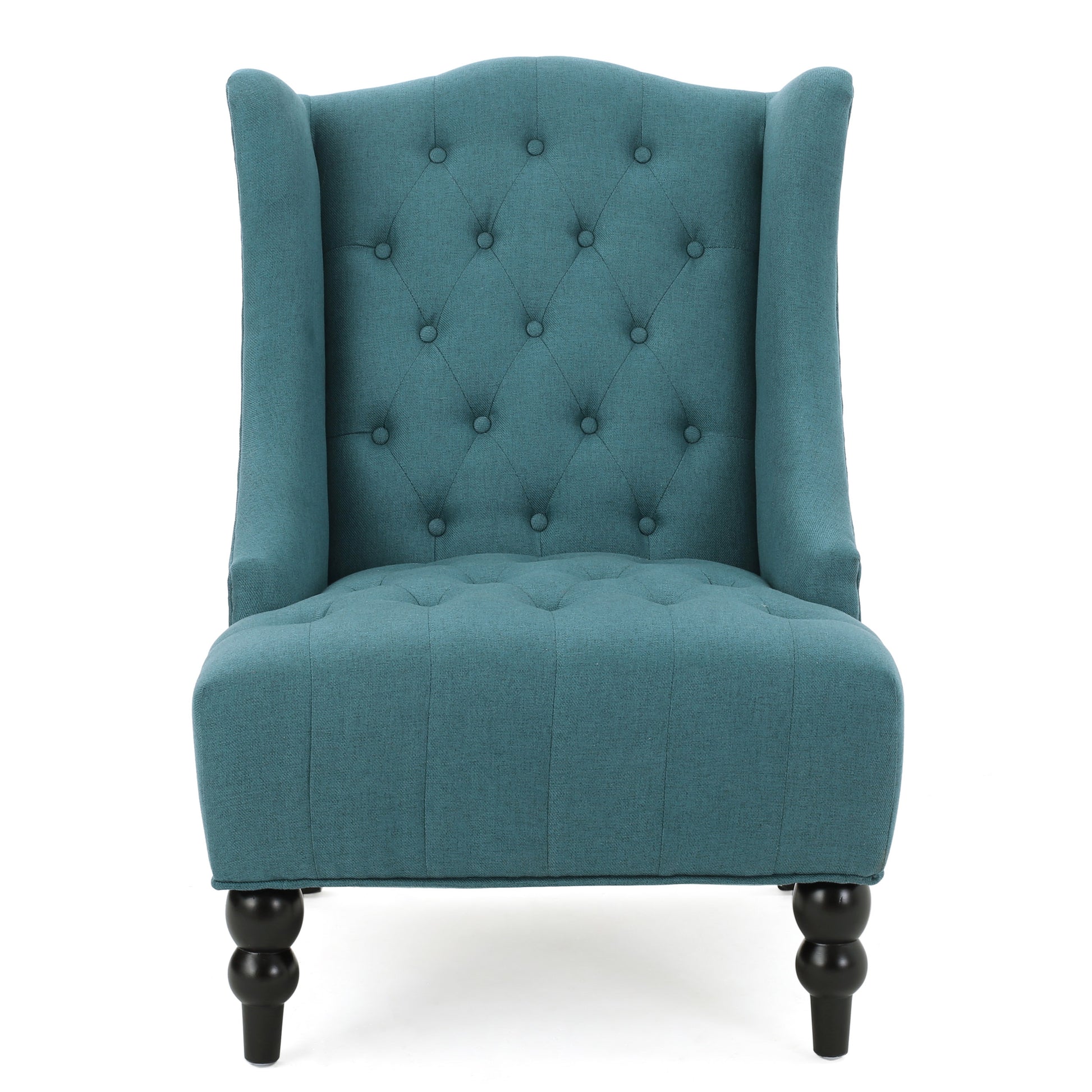 Teal Upholstered Wingback Chair with Birch Wood Legs - LaTezza Online Shop