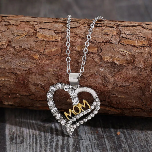 Alloy Inlaid Zircon Heart Pendant Necklace - LaTezza Online Shop