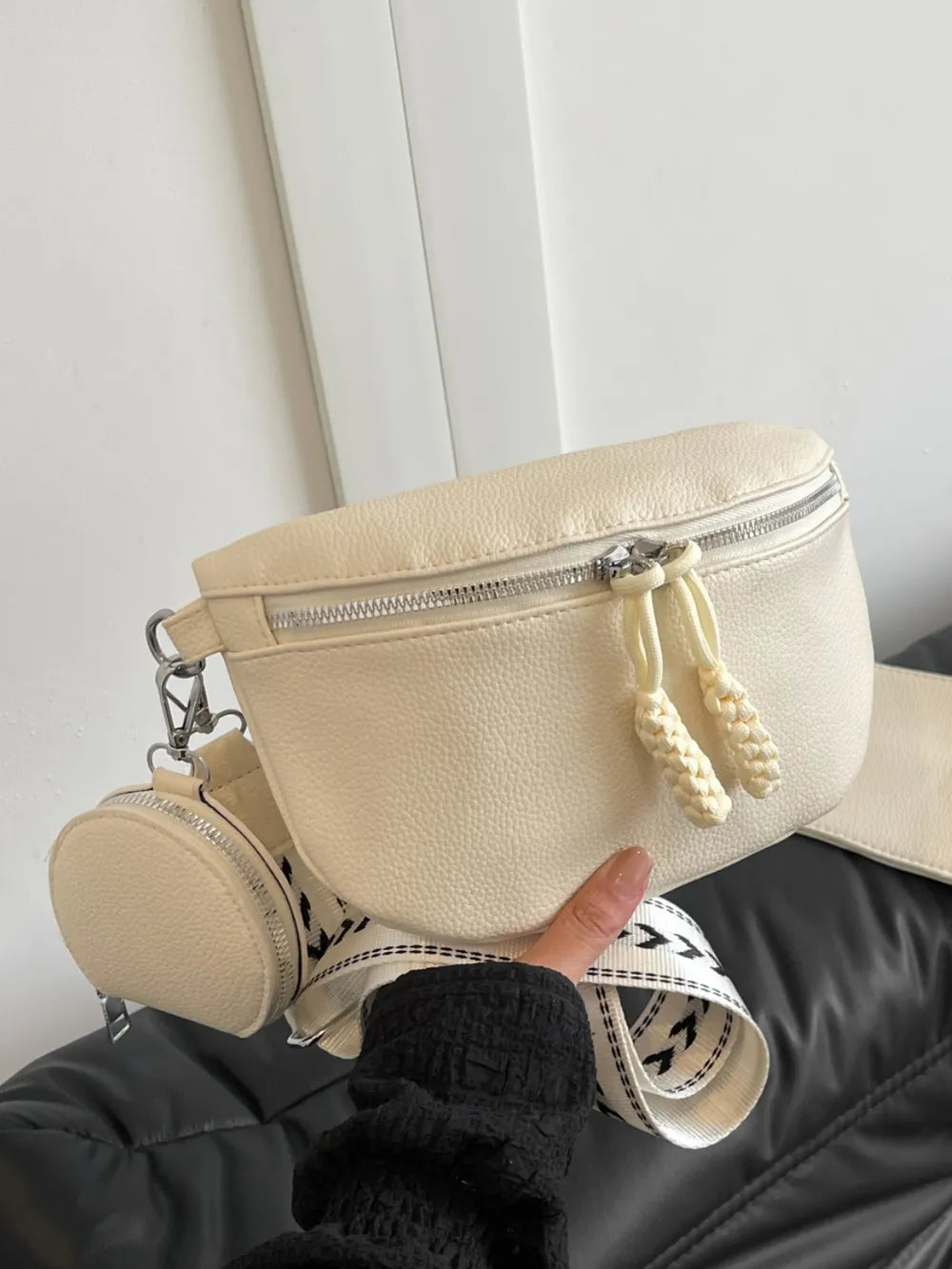 PU Leather Adjustable Strap Crossbody Bag with Coin Purse - LaTezza Online Shop