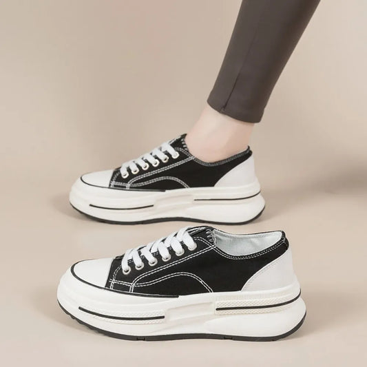 Platform Sneakers Lace Up Round Toe - LaTezza Online Shop