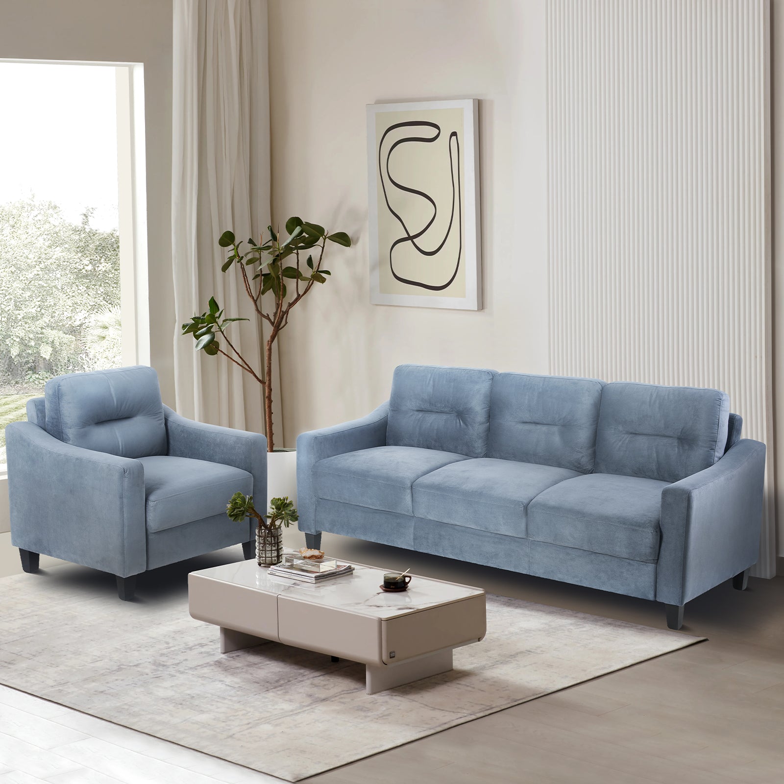 Gray Couch Comfortable Sectional Couches and Sofas for Living Room Office Small Space Chenille - LaTezza Online Shop