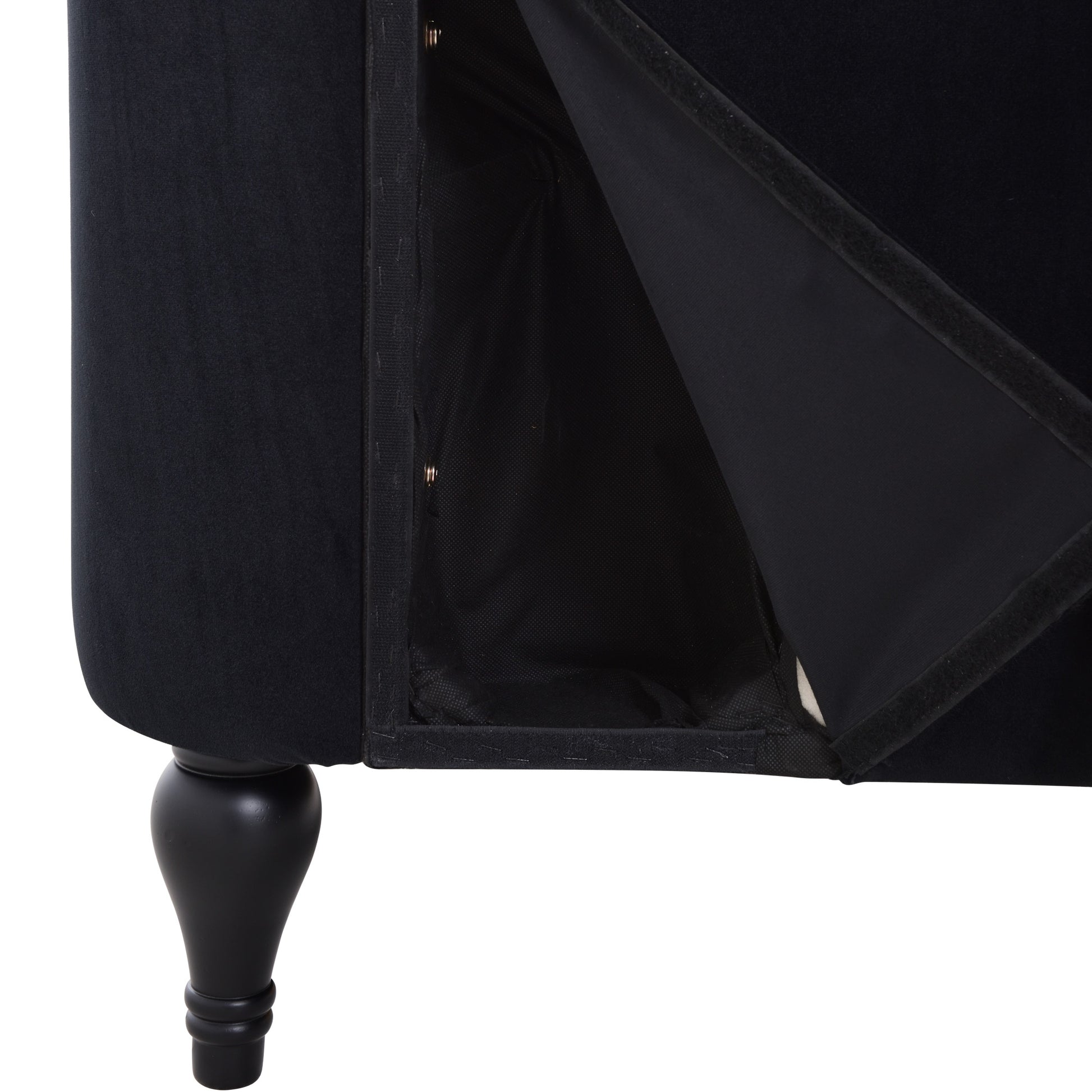 58 inch velvet lounge chair, button cluster right arm lounge chair with nail head decoration and solid wood legs - LaTezza Online Shop