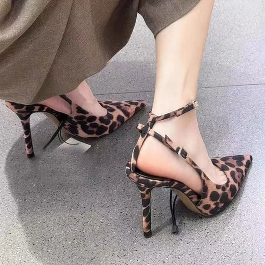 Pumps Leopard Point Toe Stiletto Sandals - LaTezza Online Shop