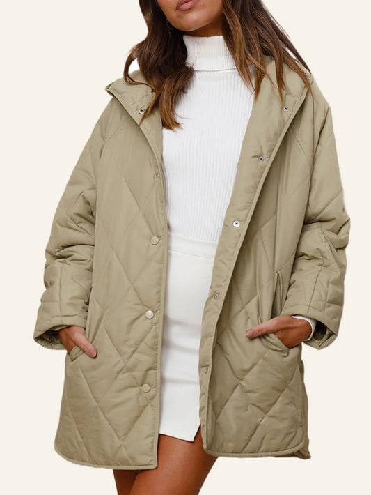 Slit Snap Down Long Sleeve Hooded Jacket - LaTezza Online Shop