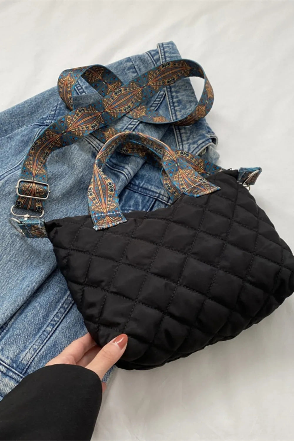 Crossbody Bag Bubble Textured Printed Strap Handbag - LaTezza Online Shop