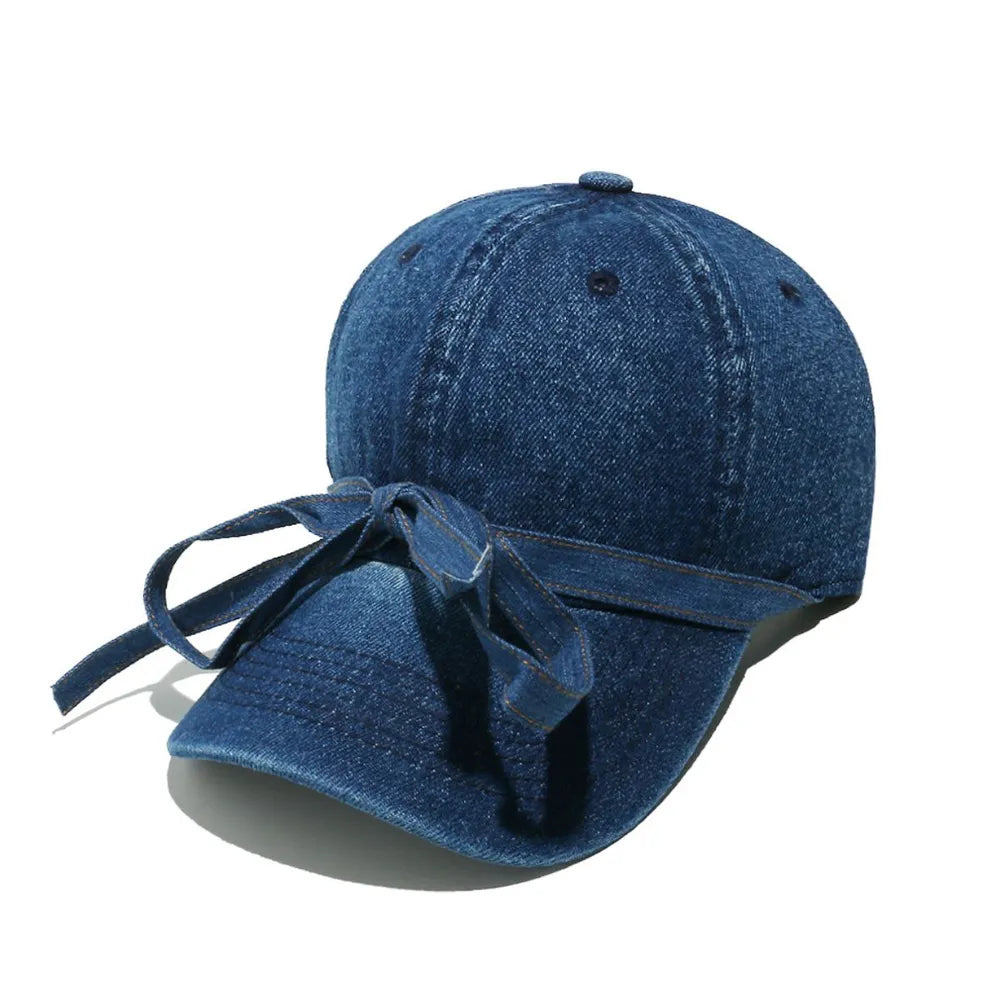 Washed Bow Denim Baseball Cap - LaTezza Online Shop