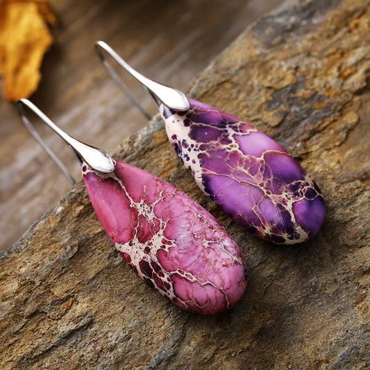 Teardrop Shape Natural Stone Dangle Earrings - LaTezza Online Shop