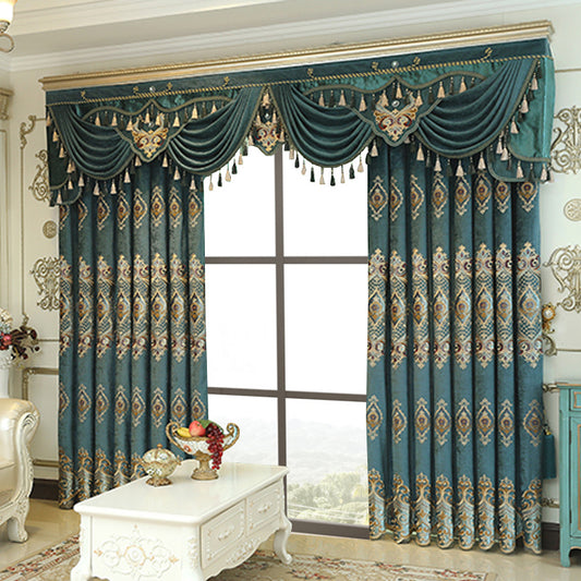Luxury Elegant High-end Embroidered Curtains, Blackout Living Room Bedroom Villa, Velvet Curtains, Finished 2-piece - LaTezza Online Shop