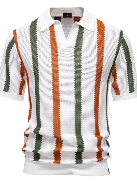 Men's Collared Neck Striped Knit Polo - LaTezza Online Shop