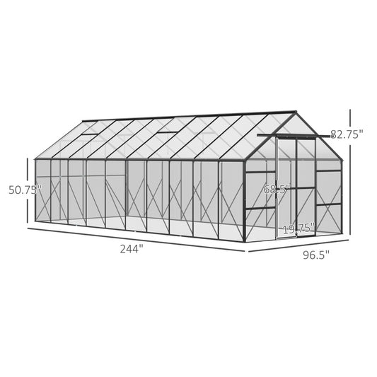Large Greenhouse With Adjustable Roof Vent And Sliding Door Aluminum Greenhouse For Winter Clear - LaTezza Online Shop