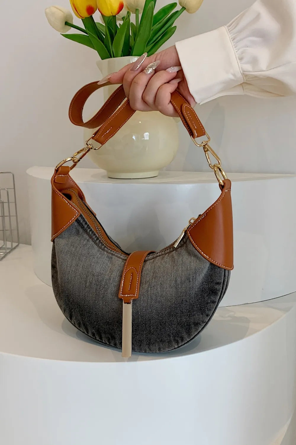 Contrast Denim Shoulder Bag - LaTezza Online Shop