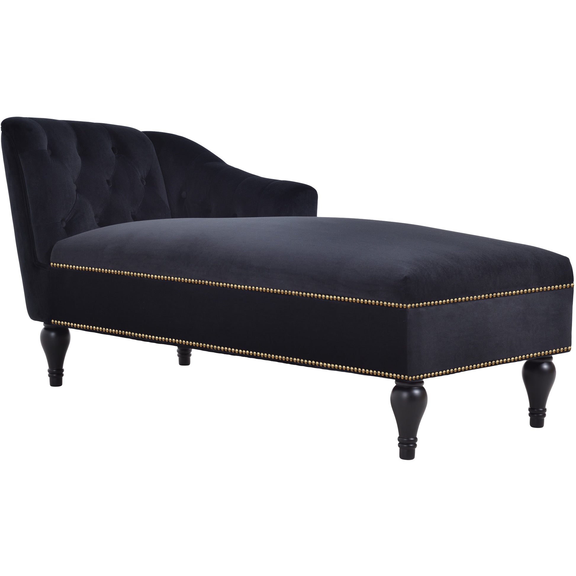 58 inch velvet lounge chair, button cluster right arm lounge chair with nail head decoration and solid wood legs - LaTezza Online Shop