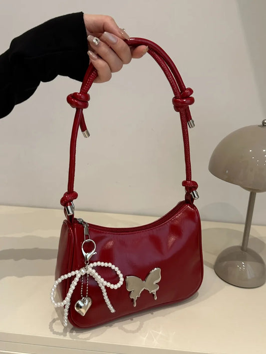 Shoulder Bag Butterfly PU Leather with Bow - LaTezza Online Shop