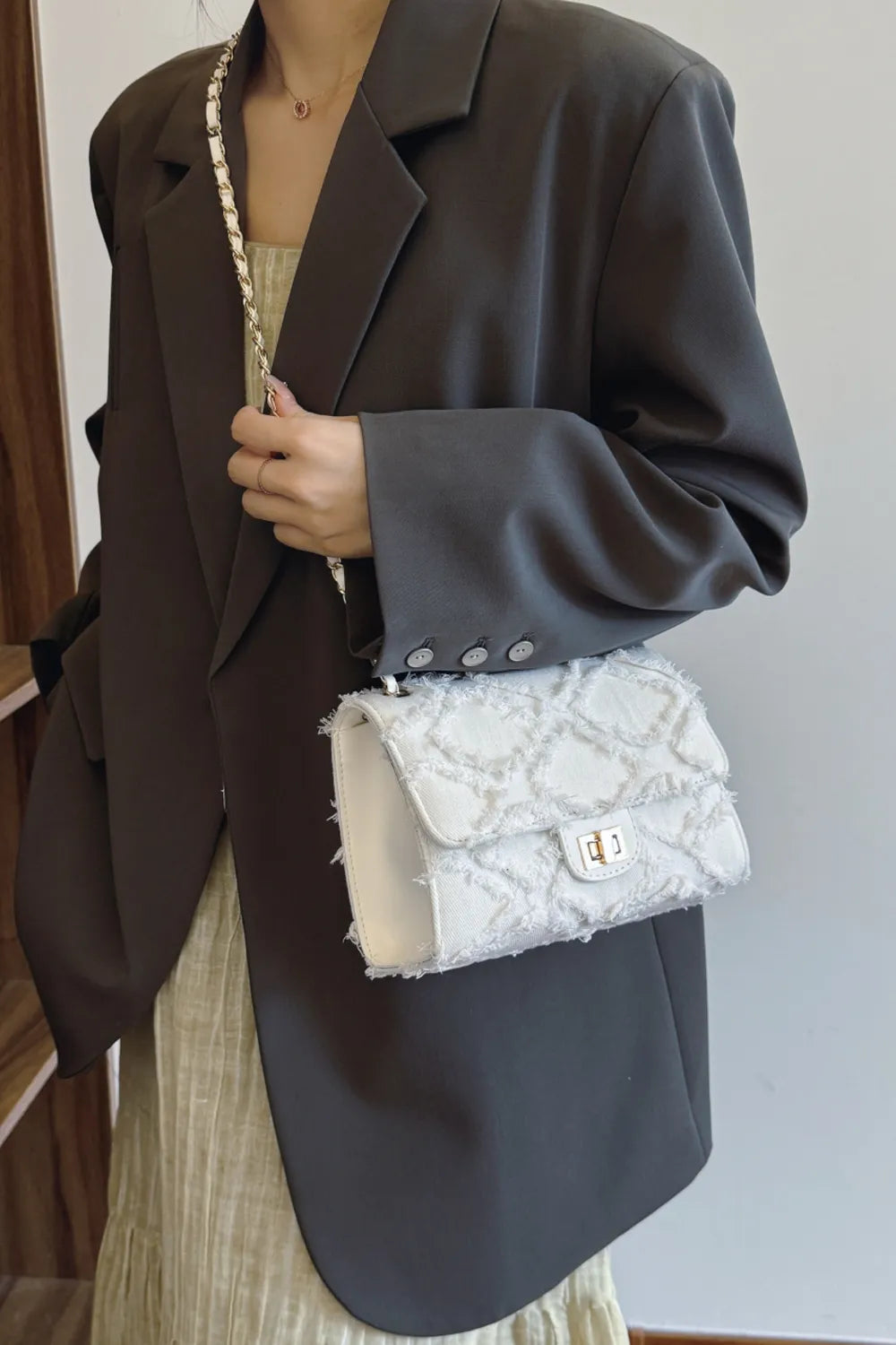 Raw Hem Denim Crossbody Bag - LaTezza Online Shop